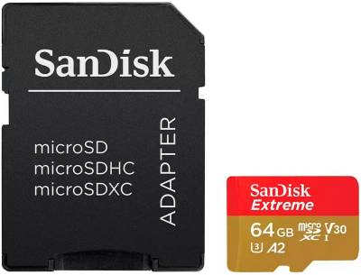 Флеш-карта SanDisk 64GB microSD class 10 UHS-I Extreme For Action Cam SDSQXAH-064G-GN6AA