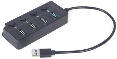 Разветвитель Gembird 4 ports (1xUSB3.1+3xUSB2.0) switch black UHB-U3P1U2P3P-01