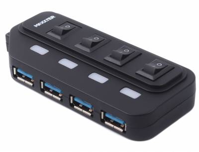 Разветвитель Maxxter 4 x USB 2.0 Type-A 1m cable + 5V1A adapter HU2A-4P-AC-02