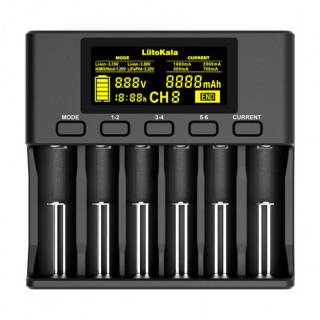Зарядка LiitoKala 6 Slots, LCD дисплей, Li-ion/Ni-MH/Ni-Cd/AA/ААA/AA Lii-S6