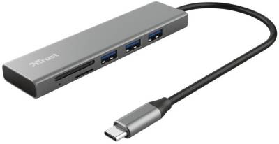 Разветвитель Trust HALYX FAST 3USB+CARD READER USB-C ALUMINIUM 24191_TRUST