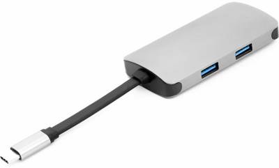 Разветвитель PowerPlant Type-C - HDMI 4K, USB 3.0, USB Type-C, RJ45 CA911691