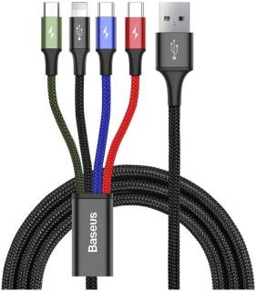 Кабель Baseus USB 2.0 AM to Lightning + Micro 5P + USB-C 1.2m 3. CA1T4-B01