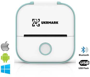 Принтер Ukrmark P02GN Bluetooth, біло-зелений 900912