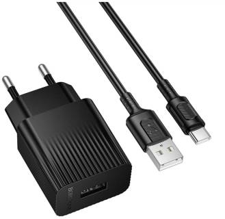 Зарядка BOROFONE BAS71A USB + cable USB to USB-C 2.1A black 6941991122613