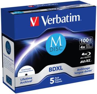 Диск Verbatim DL 100GB 4x Lifetime archival M-Disc 5шт Jewel 43834