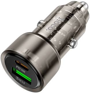 Зарядка HOCO 1xUSB-C PD38W + 1xUSB car adapter transparent Z52 6942007601740