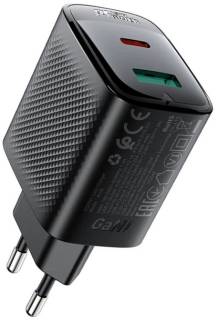 Зарядка ACEFAST A106 1xUSB-C PD45W + 1xUSB QC3.0 GaN black 6974316284031