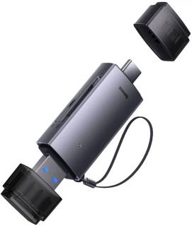 Разветвитель Baseus USB-A + USB-C to SD/TF gray WKQX060113