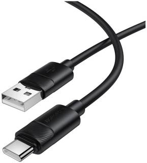 Кабель BOROFONE USB 2.0 AM to USB-C 1.0m silicone BX123 Leya black 6941991124211