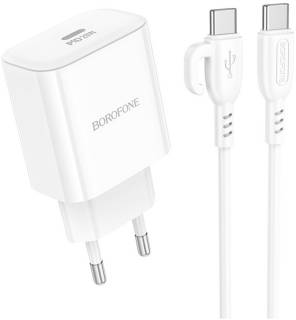 Зарядка BOROFONE BA81A USB-C PD20W + cable USB-C to USB-C White 6941991108204