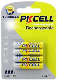 Аккумулятор PKCELL AAA R03 1200mAh 1.2V NiMH Rechargeable Battery, 4ш PC/AAA1200-4B