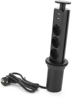 Фильтр VOLTRONIC 3 Роз, 2USB, 16А, 250V, 2м, Black D06-FU03