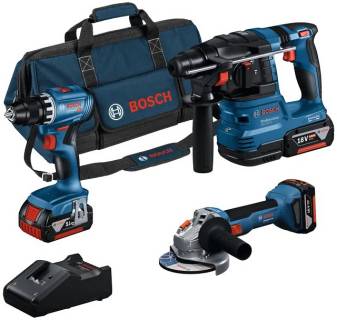 Инструмент Bosch Professional, GSR 18V-45 + GBH 18V-22 + GWS 18V-8, 0.615.A50.07L