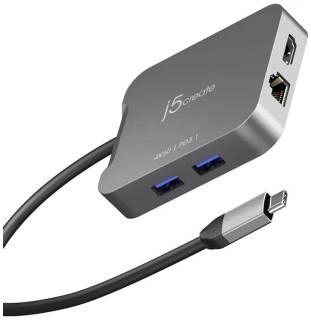 Разветвитель J5Create USB-C 5-in-1 1xHDMI + 1xUSB 3.2 + 1xUSB-C PD140W + JCD3191-N