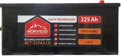 Аккумулятор Norvego ВЕСТА 225A +лів (3) (1400 пуск)