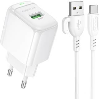 Зарядка BOROFONE 1xUSB QC3.0 18W + cable UAB-A to USB-C BAS42A whit 6941991113802