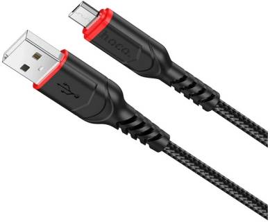 Кабель HOCO USB 2.0 AM to Micro 5P 1.0m 2.4A nylon X59 black 6931474744890