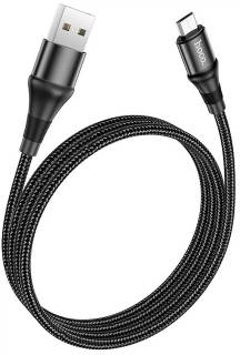 Кабель HOCO USB 2.0 AM to Micro 5P 1.0m 2.4A nylon X50 black 6931474734211