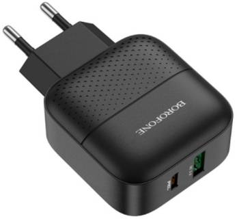 Зарядка BOROFONE BA46A Premium 1xUSB-C PD + 1xUSB QC3.0 18W Black 6931474727336