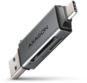Картридер AXAGON USB-C + USB-A to SD/microSD 5Gbps gray CRE-DAC