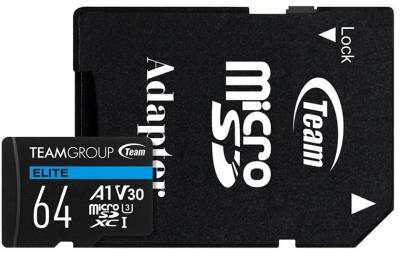 Флеш-карта Team 64GB microSDXC class 10 UHS-I U3 V30 A1 Elite TEAUSDX64GIV30A103