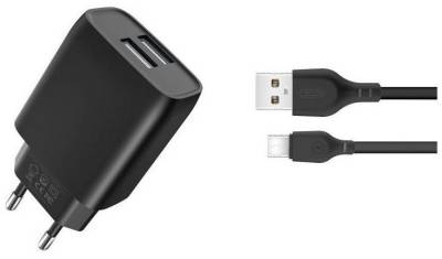 Зарядка XO L54 2xUSB 12W + cable USB to Lightning black XO-L57-LGHT-BK
