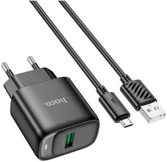 Зарядка HOCO C140A Smart USB QC3.0 + USB to cable Micro Black 6942007627801