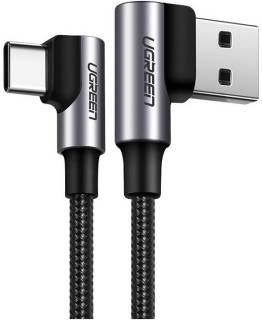 Кабель Ugreen USB 2.0 AM to USB-C 2.0m 3A 90° corner US176 black 20857