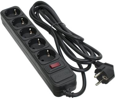 Фильтр Patron 3.0 m3*1.5mm2 (SP-1653) 5 розеток BLACK EXT-PN-SP-1653