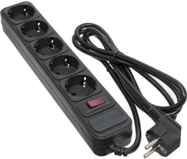 Фильтр Patron 1.8 m3*1mm2 (SP-1052)  5 розеток BLACK EXT-PN-SP-1052