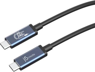 Кабель J5Create USB-C to USB-C 0.8m USB4 40Gbps 240W (48V/5A) 8K60 JUC29L08-N