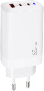 Зарядка XoKo 2xUSB-C PD65W + 1xUSB QC3.0 GaN white XK-QC-630