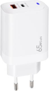 Зарядка XoKo 1xUSB-C PD65W + 1xUSB QC3.0 GaN white XK-QC-620