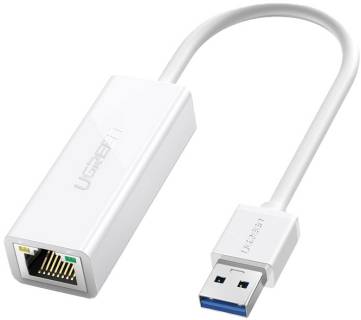 Сетевой адаптер Ugreen USB 3.0 AM to RJ45 Ethernet 1000Mbps CR111 White 20255
