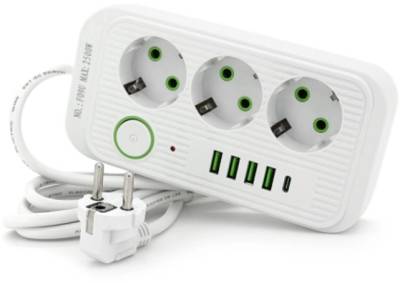 Фильтр VOLTRONIC F09U, 3 роз EU, 4USB White F09U-White