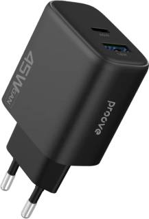 Зарядка Proove Wall Charger USB+USB-C Pocket GaN 45W Black WCPG45110001