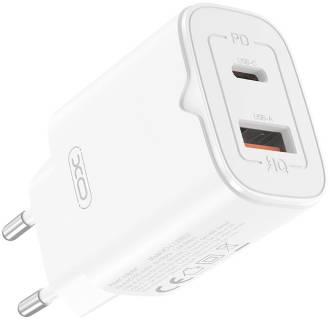 Зарядка XO L130 USB-C PD30W + USB-A QC3.0 White L130.white
