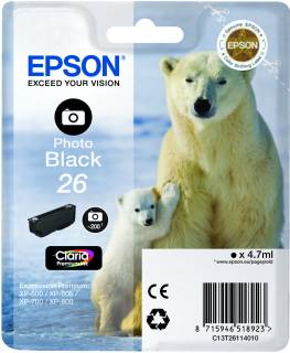 Картридж Epson 26 XP600/ 605/ 700 black C13T26114010