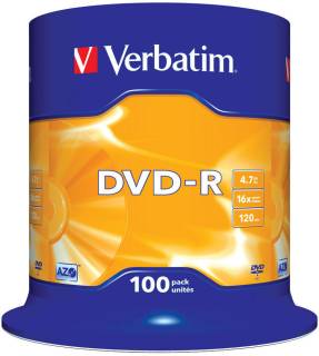 Диск Verbatim DVD-R 16x 4.7G, CakeBox 100 43549