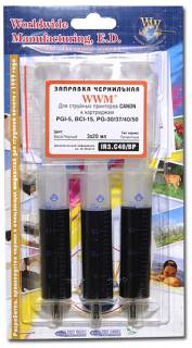 Чернило WWM Заправочный набор для CANON PG-40 Black (3x20mll) IR3.C40/BP