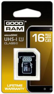 Флеш-карта Goodram microSDHC 16GB + adapter SDU16GHCUHS1AGRR10