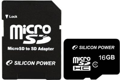 Флеш-карта Silicon Power microSDHC 16Gb class 10 + SD adapter SP016GBSTH010V10-SP