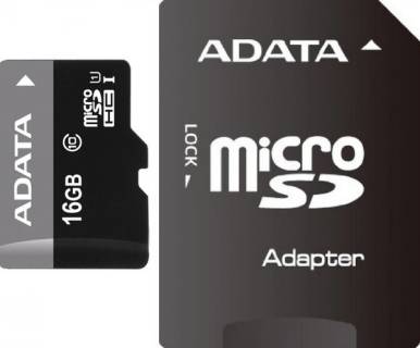 Карта памяти A-Data Premier microSDHC 16GB class10 UHS1 + adapter AUSDH16GUICL10-RA1