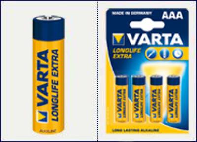 Батарейка Varta LONGLIFE AAA, Extra BLI 4 ALKALINE 04103101414