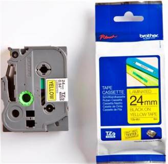 Картридж Brother 24mm Laminated yellow, Print black TZE651