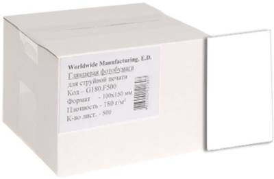 Фотобумага WWM Фотобумага, глянцевая 180g/m2, 100х150 мм, 500л G180.F500