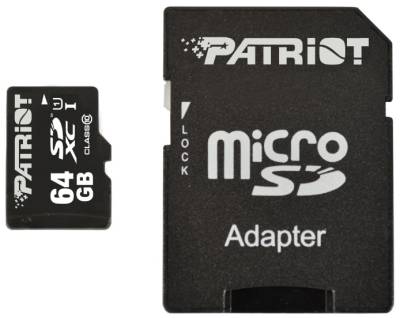 Флеш-карта Patriot LX Series MicroSDXC 64GB UHS-I Class10 + SD adapter PSF64GMCSDXC10