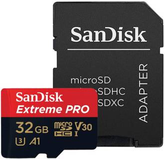 Флеш-карта SanDisk Extreme Pro microSDHC 32GB V30 A1 UHS-I U3 + Adapter SDSQXCG-032G-GN6MA