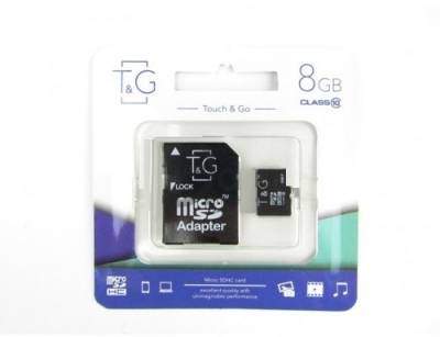 Флеш-карта T&G microSDHC 8Gb Class10 + Adapter TG-8GBSDCL10-01